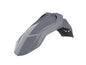 Polisport Plastics universal front fender in Nardo Grey, designed for motorcycles, shown in a close-up image.