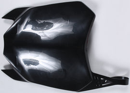 Polisport Plastics black front number plate for body, model 64-6633, showing a sleek, durable plastic motorcycle or bike number plate.