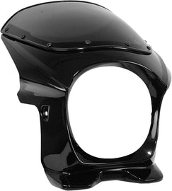 Gloss black EMGO Venom fairing body panel with smooth finish and aerodynamic design, mounted on a motorcycle.