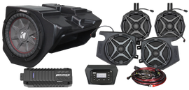 SSV Works 5 speaker plug and play kit for audio system, featuring multiple speakers with wiring and connectors visible.