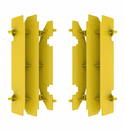 Polisport Plastics radiator louvers for RM/DR yellow body, motorcycle cooling vents with durable plastic construction.