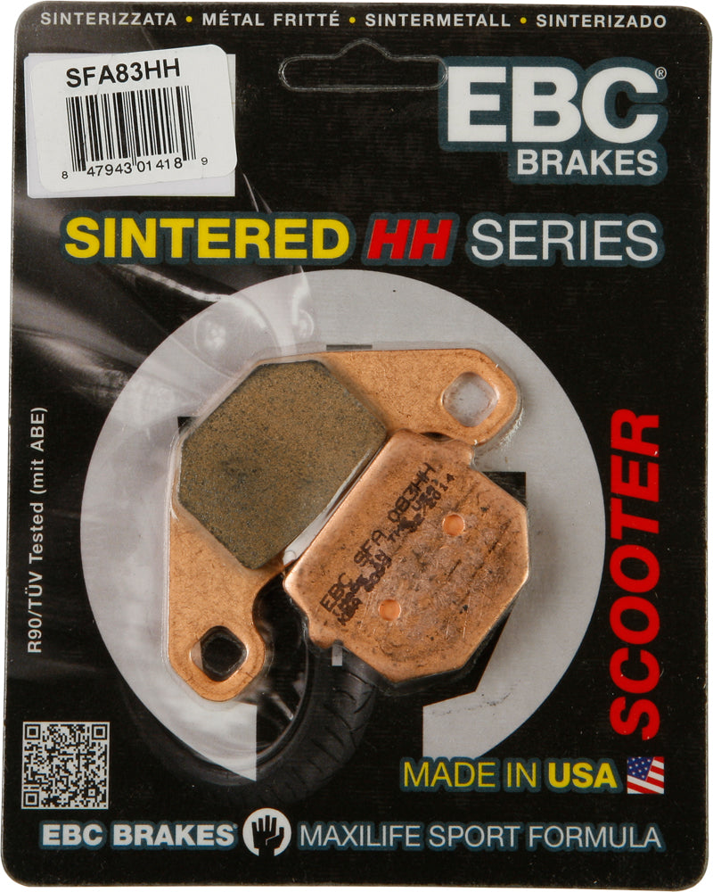 EBC Motorcycle Brakes Sfa83hh Double-H Sintered Brake Pads showing metallic surface and branding details for motorcycle braking system