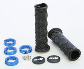 ODI Grips ATV X-Treme Lockon Grip in black and blue with textured surface and locking mechanism for secure handling.