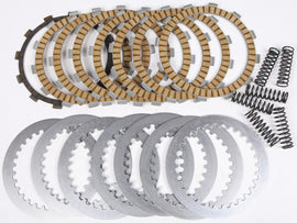 ProX Racing Parts complete clutch plate set with multiple metal clutch plates and friction plates for motorcycle clutch assembly.