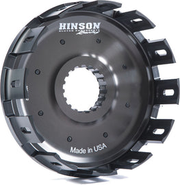 Hinson Billet Clutch Basket Hon 151-0008, a durable motorcycle clutch component with intricate metal construction and precise machining.