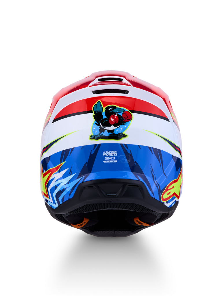S M3 Falcon Helmet Ece06/Dot Red Fl/Wht/Blue/Yl Flgl Lg