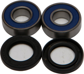 All Balls front wheel bearing and seal kit 22-51188 with bearings and seals arranged for installation on a motorcycle wheel.