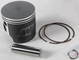 Wiseco 800R Ptek dual ring piston kit for motorcycle, showing piston with dual rings and metal components.