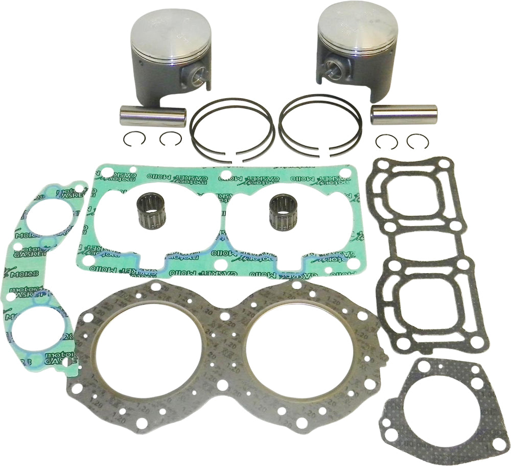 WSM Performance Parts Platinum Series top end kit with piston components, featuring multiple pistons and engine parts for performance upgrades.