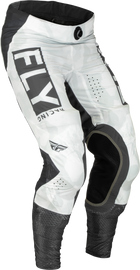 Fly Racing Lite L.E. Stealth Pants in white and grey, size 36, featuring lightweight motorcycle gear design.