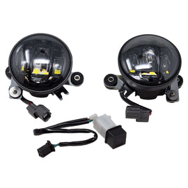 Pathfinder Honda Goldwing LED fog light kit with black smoke lens, includes two fog lights with mounting hardware.
