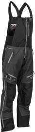 Fly Racing Incline Bib in black and charcoal, featuring adjustable straps and durable fabric for motocross or off-road riding.