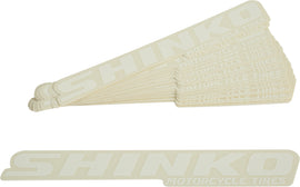 Set of 20 white Shinko 6-inch decals for automotive or bicycle use, featuring the Shinko brand logo in the image.