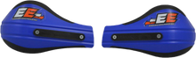 Charger l'image dans la galerie, Enduro Engineering Evo 2 Roost Deflector Blue outer mount handguards on a motorcycle for protection.