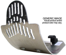 Devol Glide Plate for Yamaha YZ250 motorcycle, showing the black metal skid plate with mounting holes on a white background.