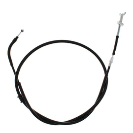 All Balls rear hand brake cable for motorcycle, showing the black cable with metal fittings and protective sheath.
