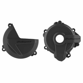 Polisport Plastics clutch and ignition kit in black for motorcycles, includes plastic covers and components.