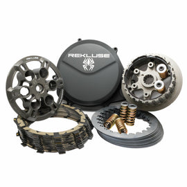 Rekluse Core Manual Torqdrive Clutch for motorcycle, showing the clutch assembly with metallic components and Rekluse branding.