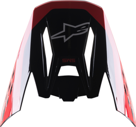 Alpine Star S-M5 Beam visor in black and red glossy finish, showcasing its sleek reflective surface and curved design.