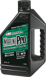 Maxima Marine Pro 1-gallon chemical container with label, used for marine engine treatment, in a clear plastic jug with a handle.