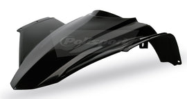 Polisport Plastics black front cover for off-road vehicle, part number 64-56421, shown in close-up image.