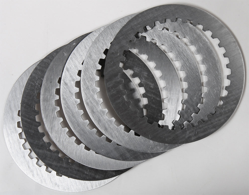 Hinson steel clutch plates kit with six plates, designed for high-performance automotive applications, shown in close-up.