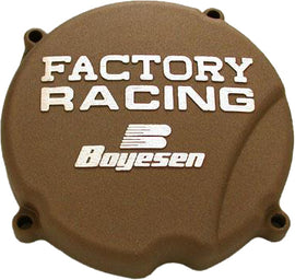 Boyesen Factory Racing Ignition Cover Magnesium for motorcycles, showcasing the sleek magnesium finish and branding details.