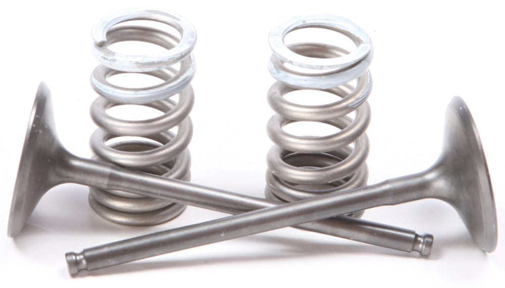 ProX Racing Parts titanium steel intake valve conversion set for Suzuki engine, showing assembled valve components.