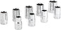 Performance Tool 9-piece 1/2-inch shallow socket set with tools arranged neatly on a work surface.