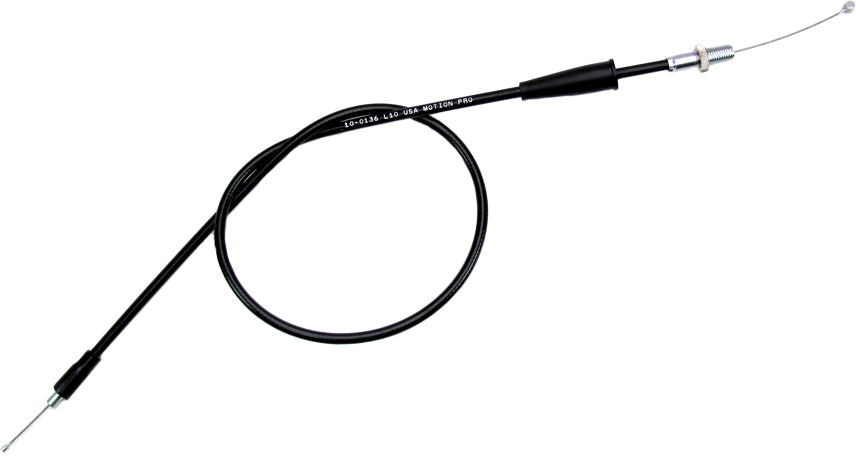 Motion Pro black vinyl throttle cable 70-1136 for motorcycle control lines, showing the cable with black vinyl coating and metal connectors.