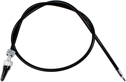 Motion Pro black vinyl Speedo cable 70-6112 for motorcycle, showing the flexible, durable cable and fittings.