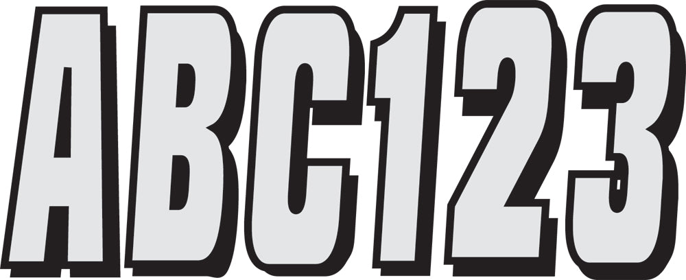 Hardline Series 320 registration kit with silver and black graphics decals, featuring detailed registration numbers and design elements.