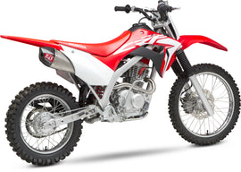 Yoshimura RS-9T exhaust header, canister, and end cap system with stainless steel, aluminum, and carbon fiber components.