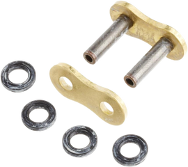 Excel Wheel Components Master Link Gb530xre Rivet Gold for bicycle chains, showing the gold-colored master link with rivet detail.