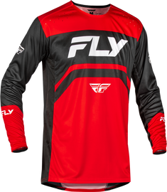 Fly Racing Rayce bicycle jersey in red, black, and white with XL size, featuring a lightweight, breathable design for cycling.