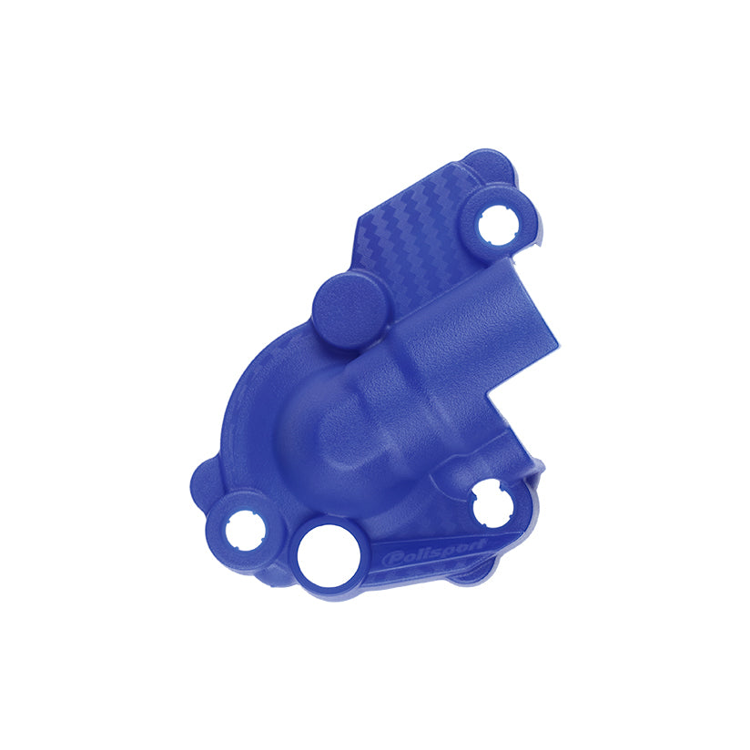 Polisport Plastics Waterpump Cover for Yamaha engine, blue plastic waterpump cover with detailed design and branding.