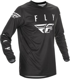 Fly Racing Fly Universal Jersey in black and white, medium size, with breathable fabric and bold racing design.