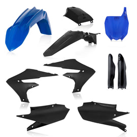 Acerbis full plastic kit for Yamaha motorcycle in blue and black, includes various plastic panels and fairings.