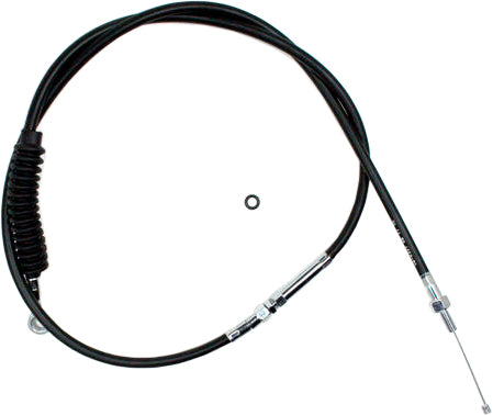 Black vinyl clutch cable by Motion Pro, lightweight hydraulic control line with labeled ends for motorcycle or bike clutch systems.