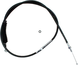 Black vinyl clutch cable by Motion Pro, lightweight hydraulic control line with labeled ends for motorcycle or bike clutch systems.
