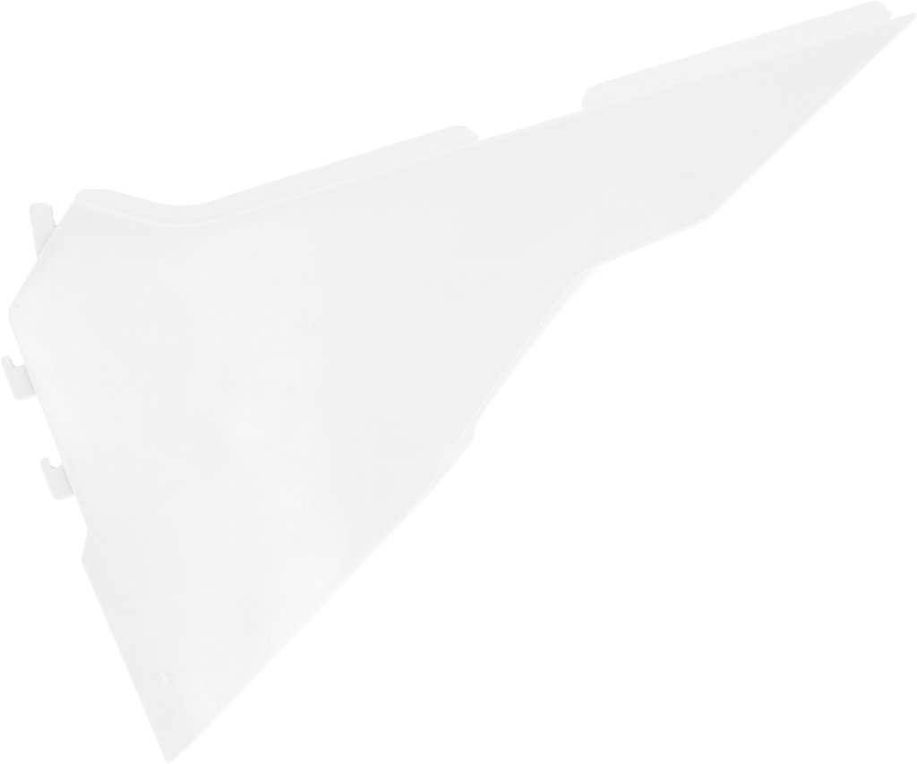 Acerbis white airbox cover for Kawasaki motorcycle, body part with brand logo and detailed design, shown on a plain background.
