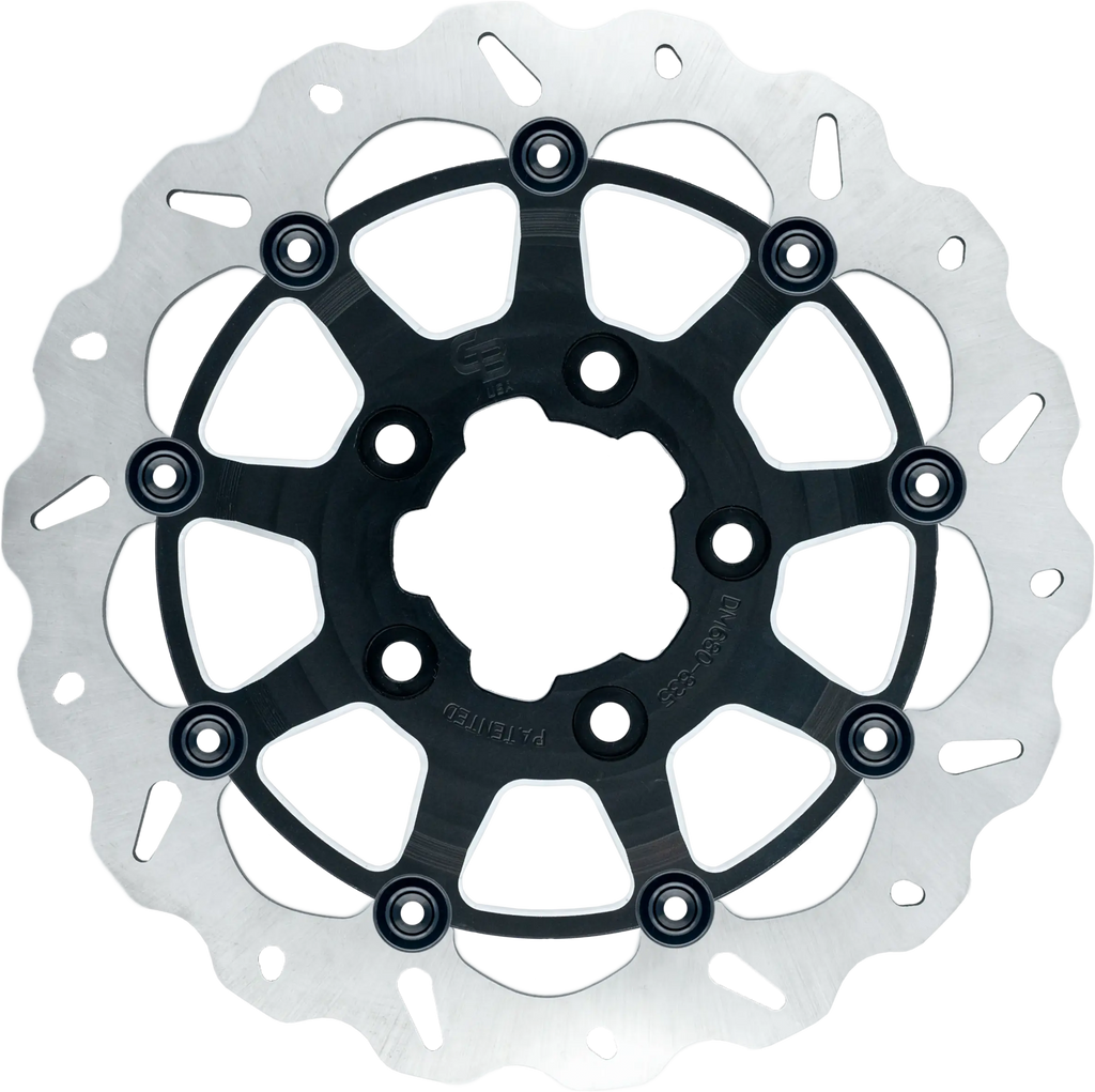 GBRAKES 13-inch floating wave radial brake rotor in black, featuring a 17-DU011 design for motorcycle braking performance.