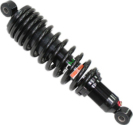 Bronco front gas shock absorber labeled Bronco Gas Shock Front 183-04202, showing the metal cylinder and mounting ends.