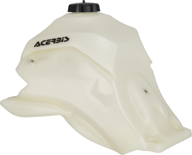 Acerbis 3.6-gallon natural fuel tank body with mounting points and fuel cap for motorcycle or dirt bike.