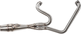 Sawicki Speed Shop Indian Challenger Shorty Cannon brushed stainless steel exhaust system for motorcycle.