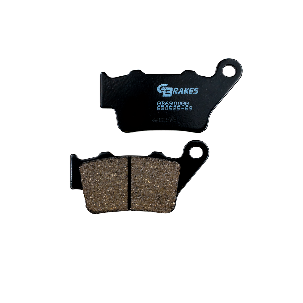 GBRAKES semi-metallic brake pads for vehicles, showing the black, rectangular brake pad with metal backing and friction surface.