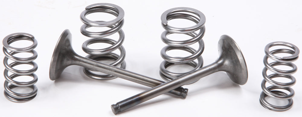 ProX Racing Parts exhaust valve conversion set for Kawasaki engine, featuring titanium-steel construction with visible valve components.
