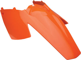 Acerbis orange rear and side cowling for motorcycle, featuring aerodynamic design and branding details.