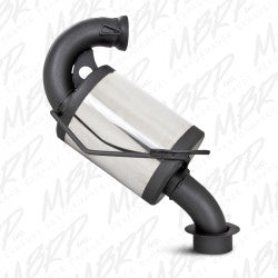 MBRP Exhaust trail performance exhaust silencer 241-90314T installed on off-road vehicle, showcasing durable metal construction.