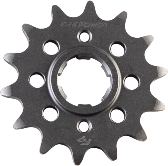 Steel Fire Power 14-tooth Front CS Sprocket with part number 257-028114, showing the sprocket's teeth and metallic finish.